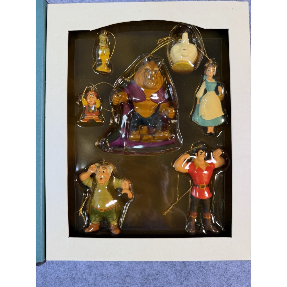 Disney Beauty & The Beast Storybook Christmas Ornament Set 7 Pc #16143 Retired